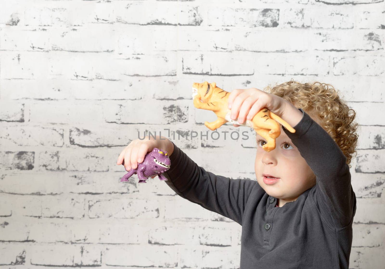 a young child playing with animals