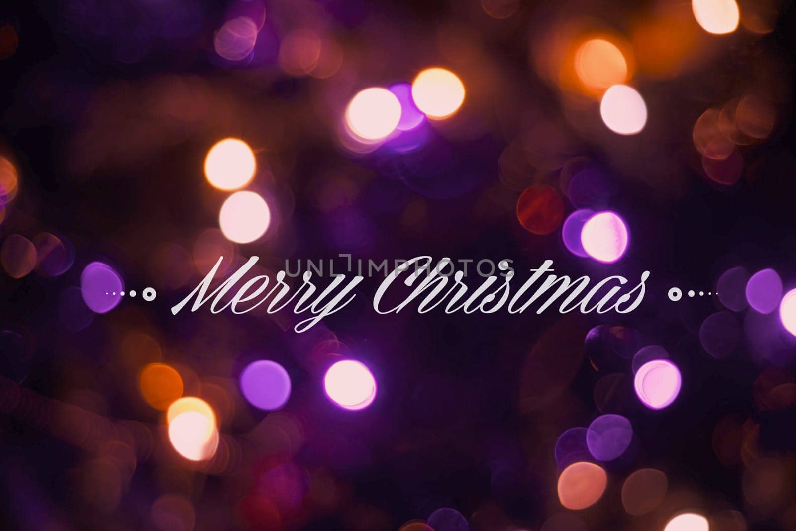 Merry christmas elegant bokeh style background with colorful blurs and defocused lights. Ideal for xmas greeting card, holiday party invitation, poster or web.