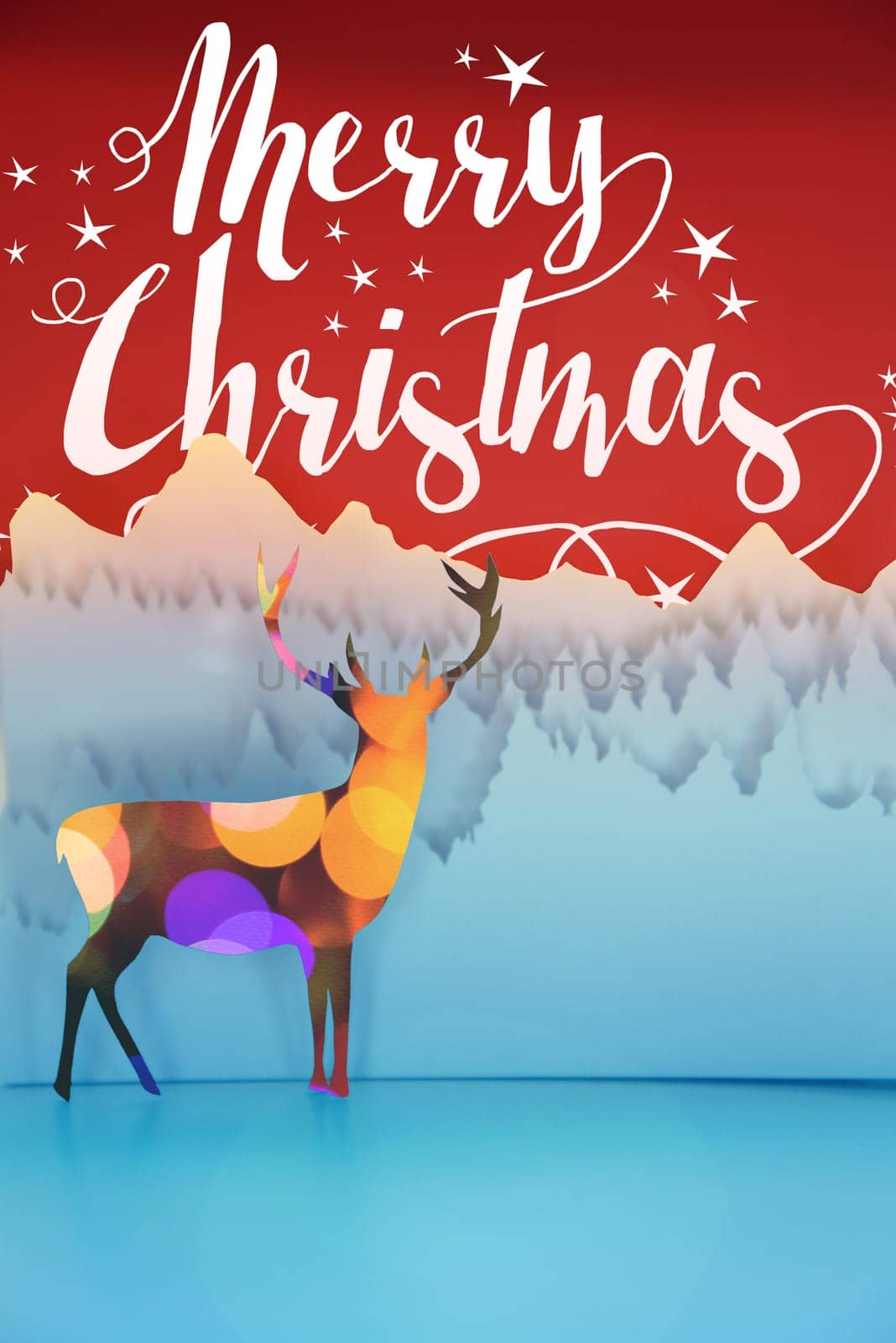 Merry christmas handmade paper cut art winter scene