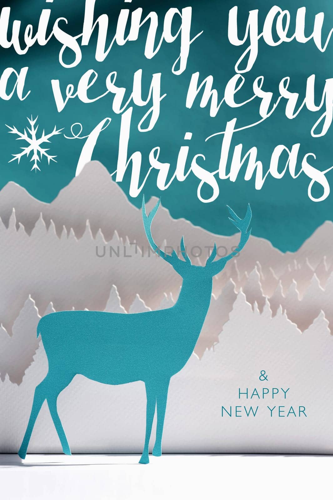 Merry christmas Happy New Year 2016 handmade paper cut art winter scene