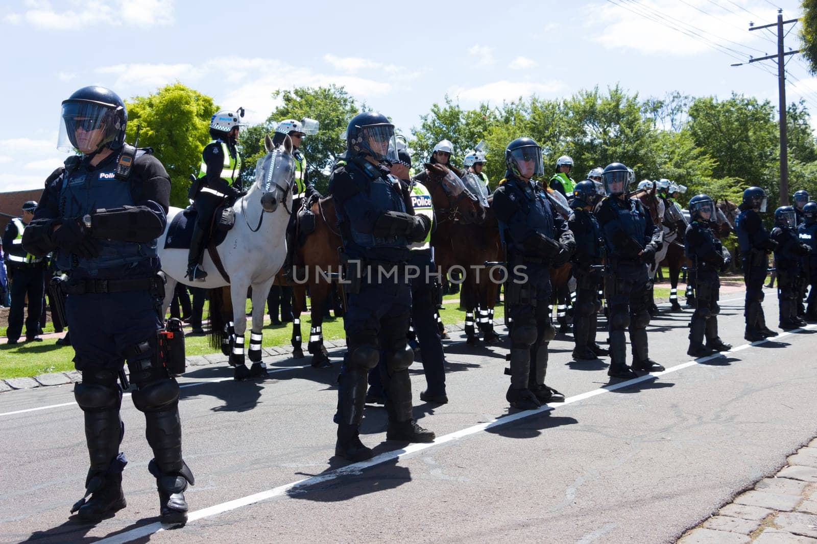 MELTON, VICTORIA/AUSTRALIA - NOVEMBER 2015: Anti Racism protesters violently clashed with reclaim Australia groups rallying against Muslim immigration.