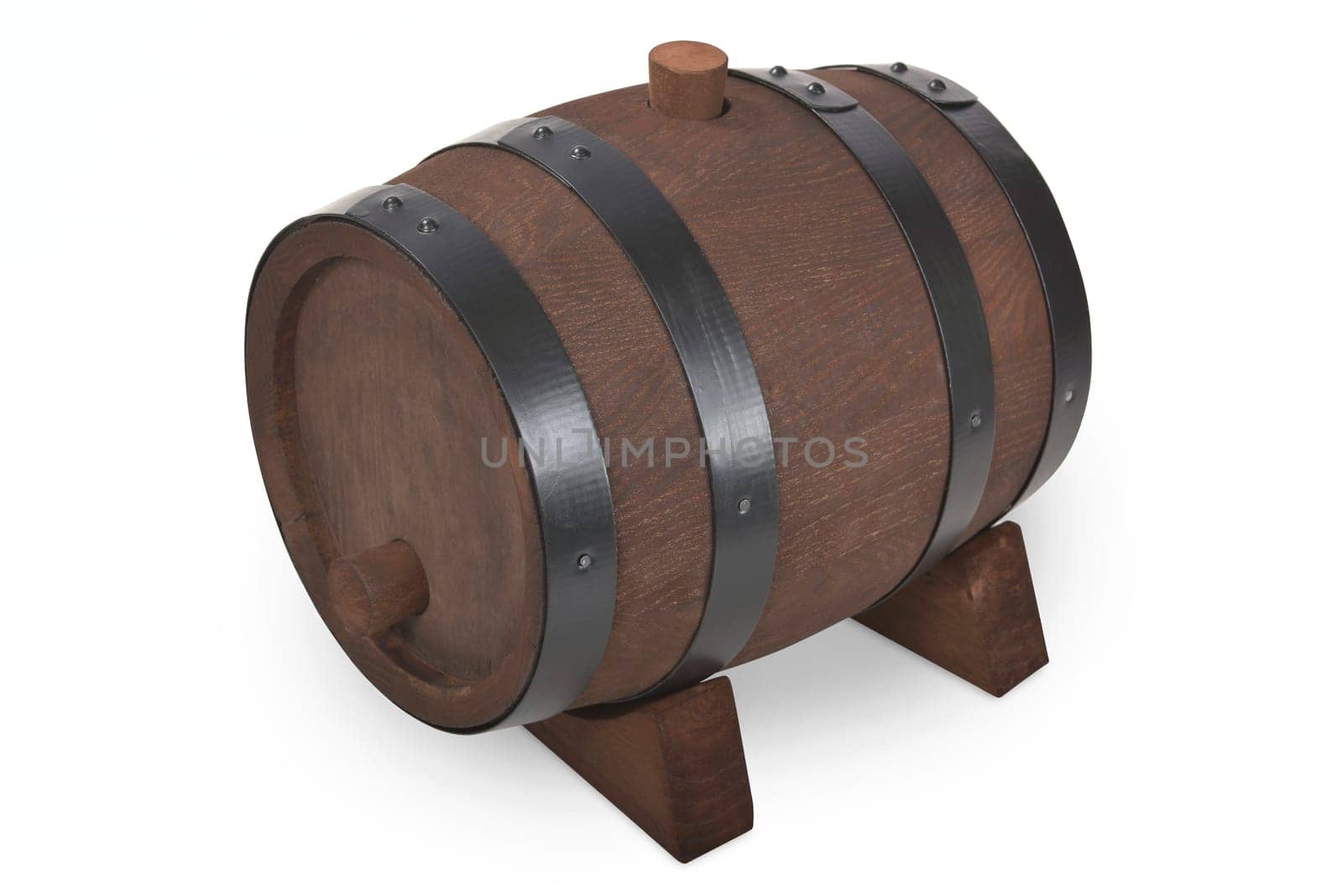 old beer barrel with stand insulated on white