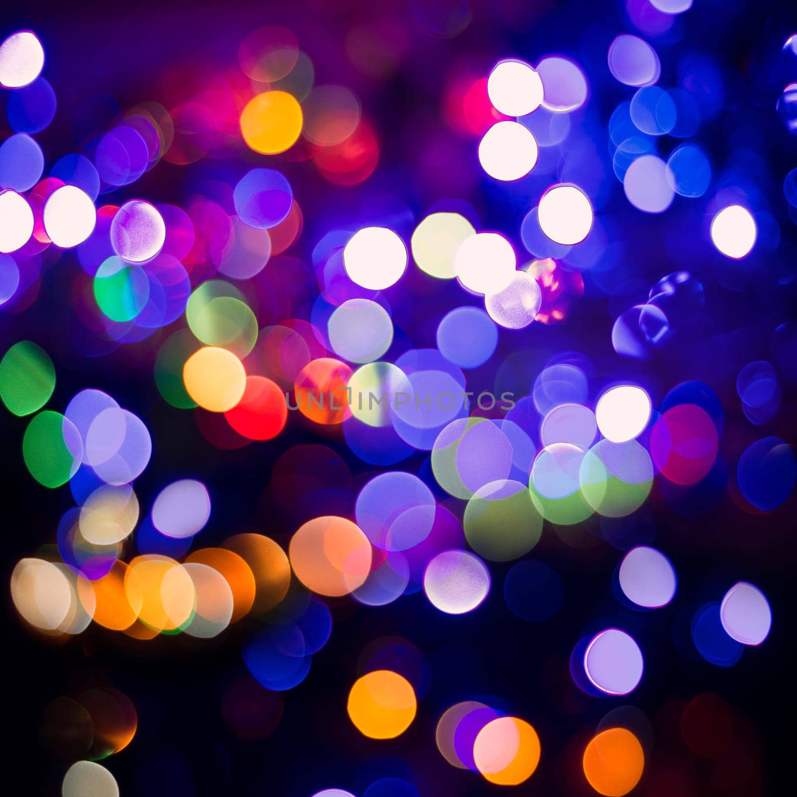 Night celebration, colorful blur light abstract background. Ideal for holiday greeting card, party invitation or web backdrop.