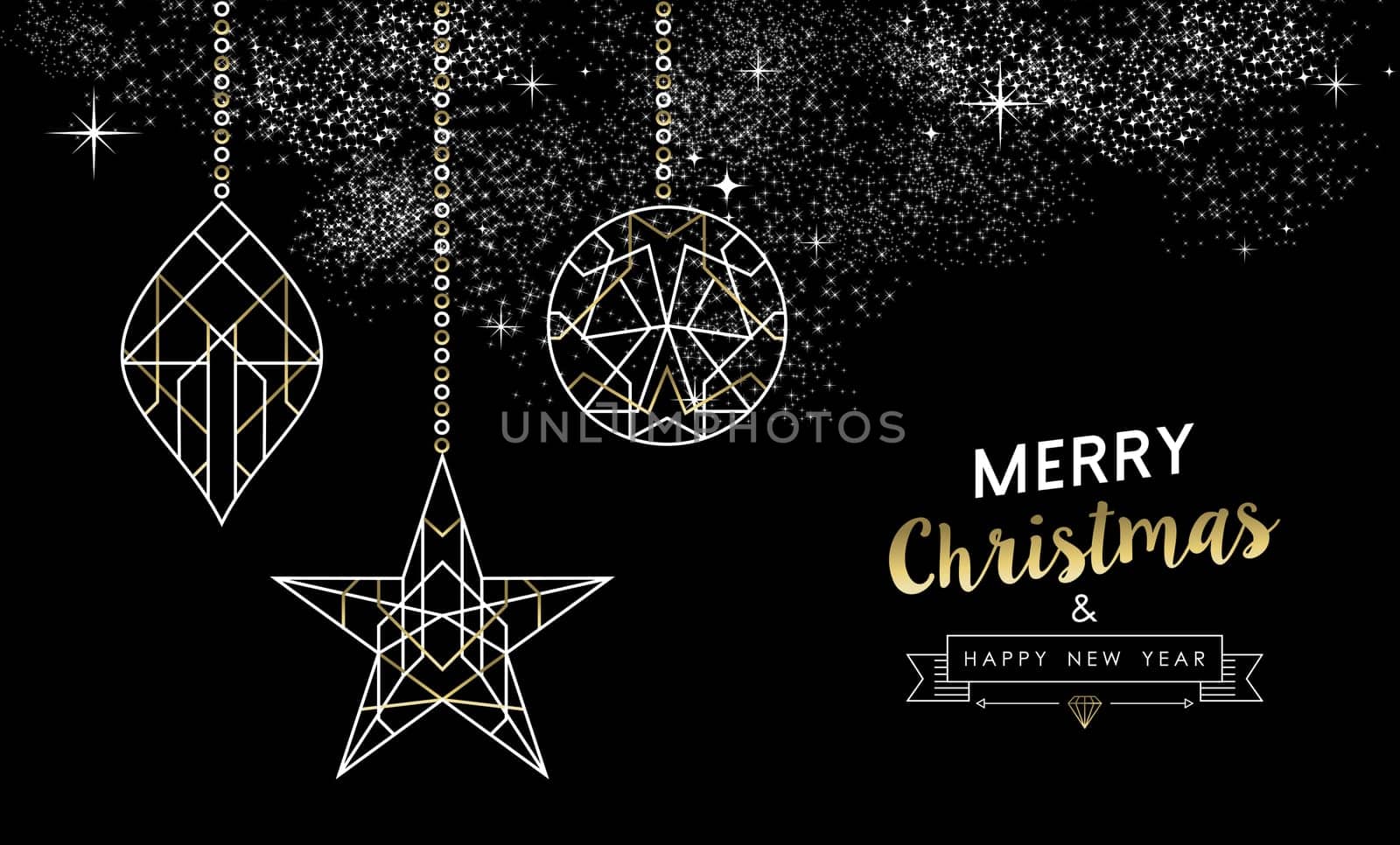 Merry Christmas Happy New Year greeting card design