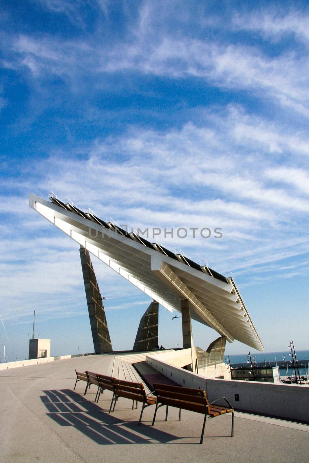 Huge Solar Panel in the harbor Forum, district Poblenou, Barcelona