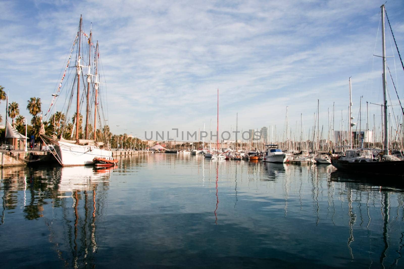 Yachts in harbor Port Vell Barcelona, Spain
