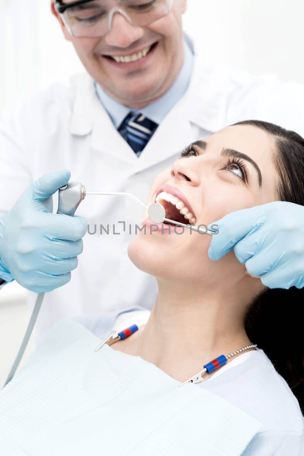 Patient getting her teeth treated