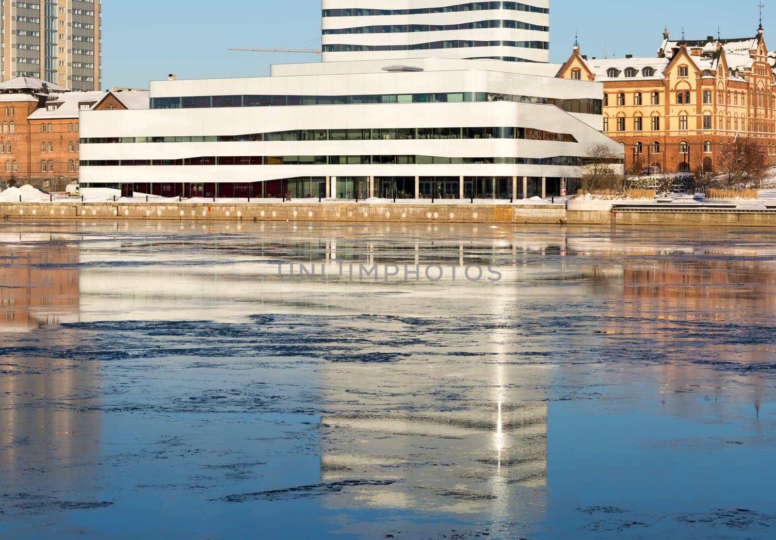 Downtown Umeå, Sweden in early winter.