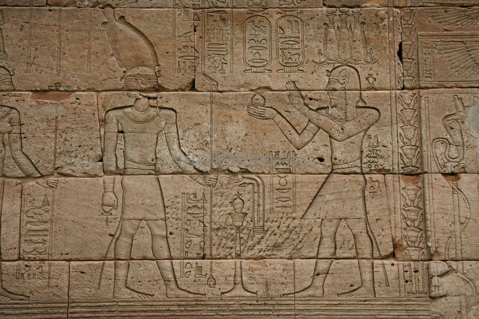 Egyptian ancient stone relief of a temple