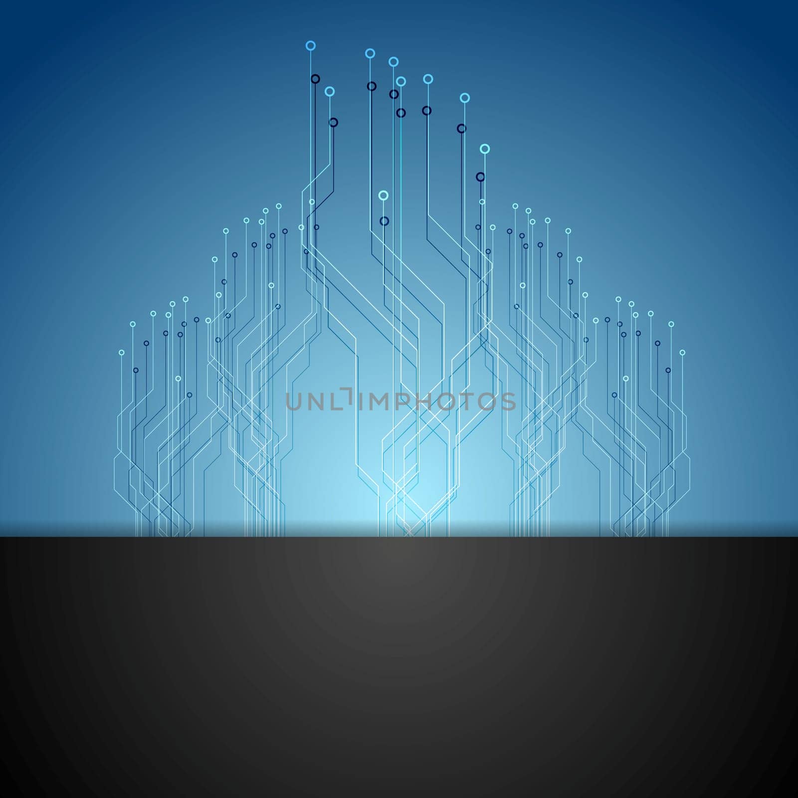 Dark blue circuit board tech background