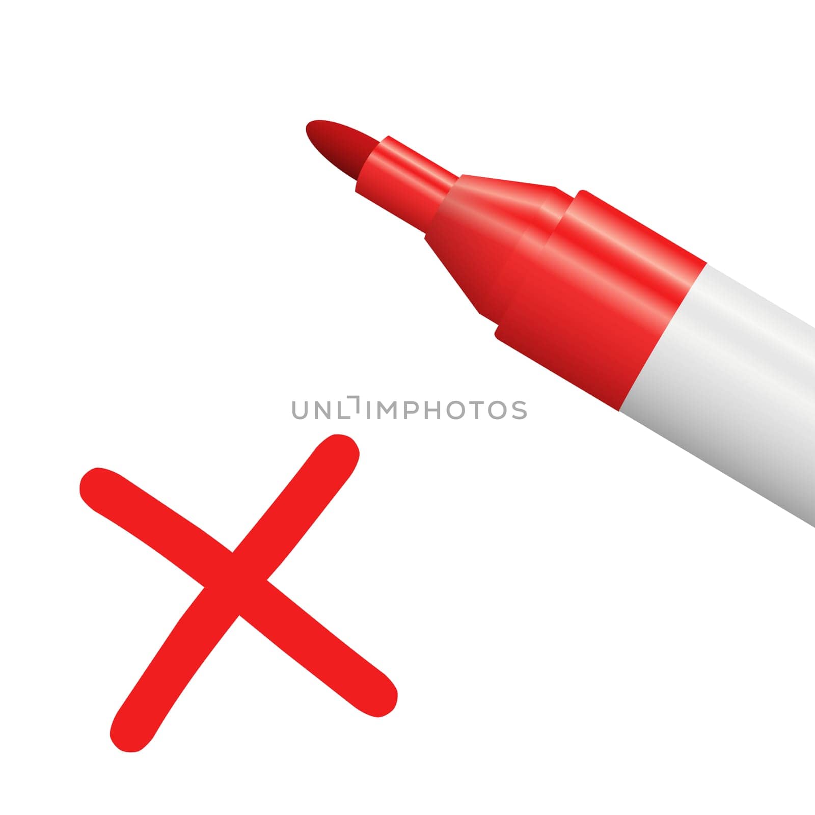 red pencil with red cross isolated on white background symbolizing selection