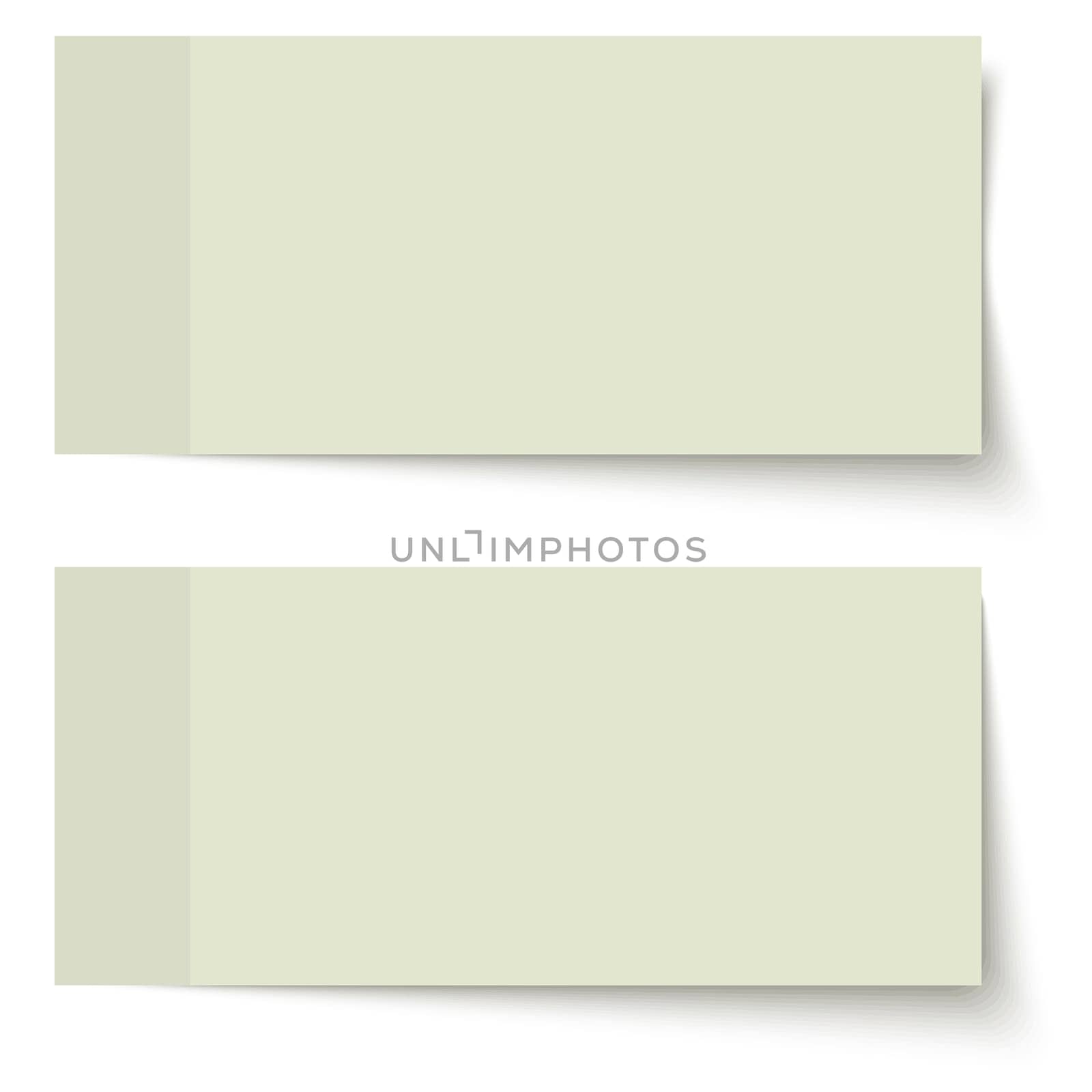two different sticky papers with shadow colored green on white background