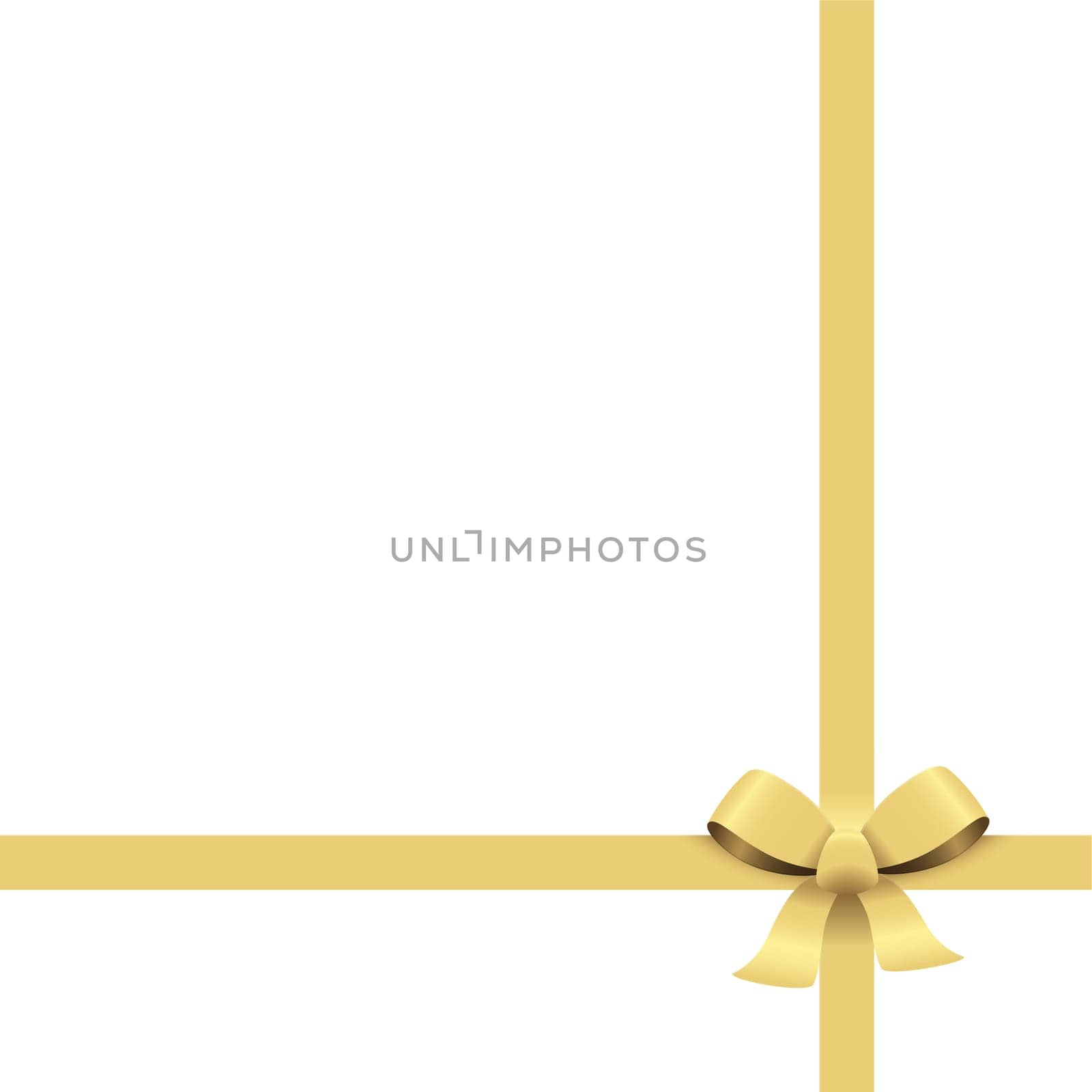 Bow with ribbons colored gold isolated on white background
