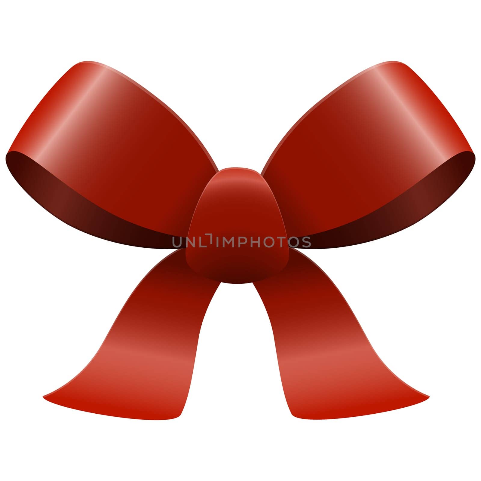 Bow with ribbons colored red isolated on white background