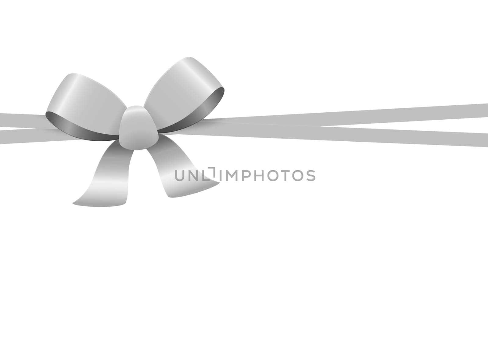 Bow with ribbons colored silver isolated on white background