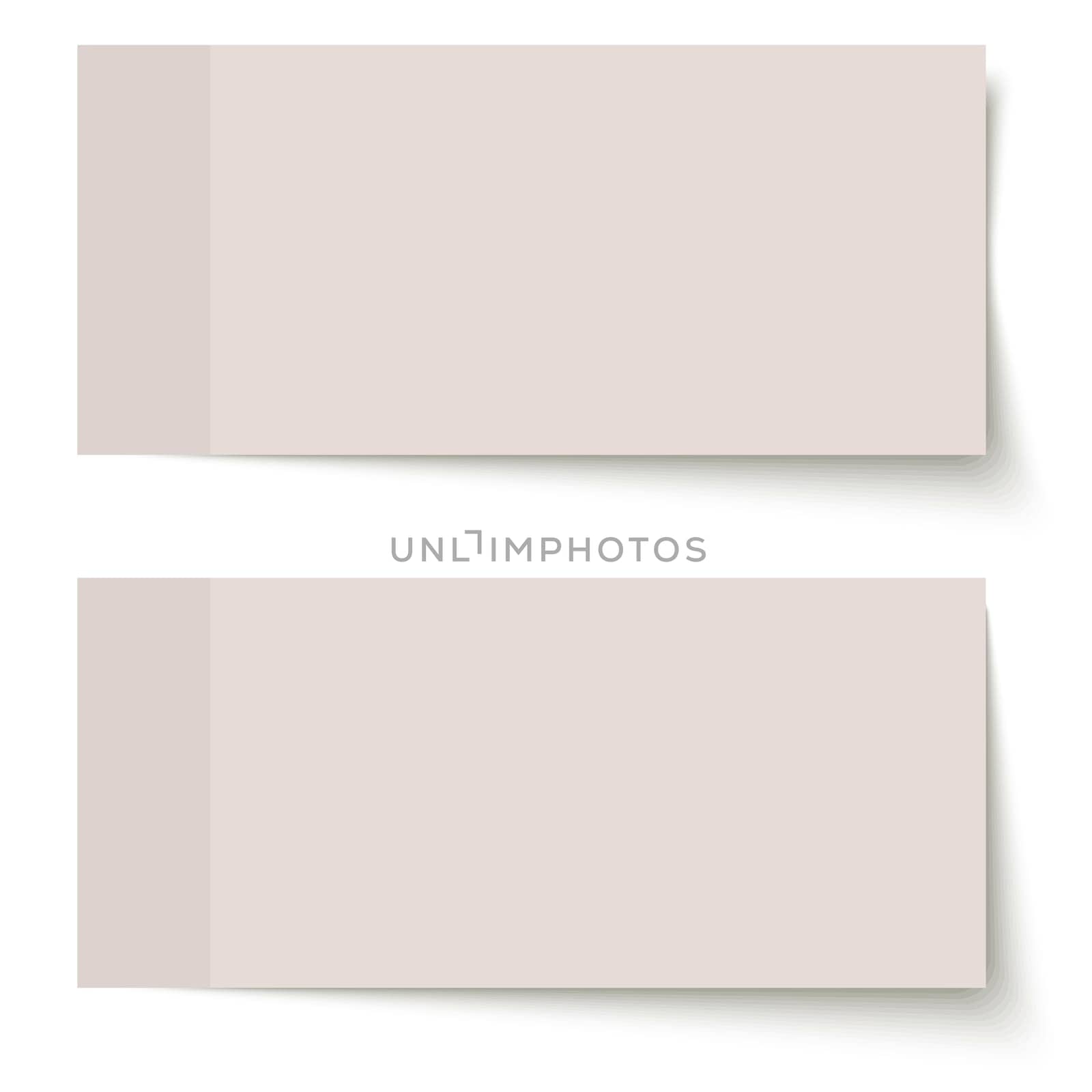 two different sticky papers with shadow colored brown on white background