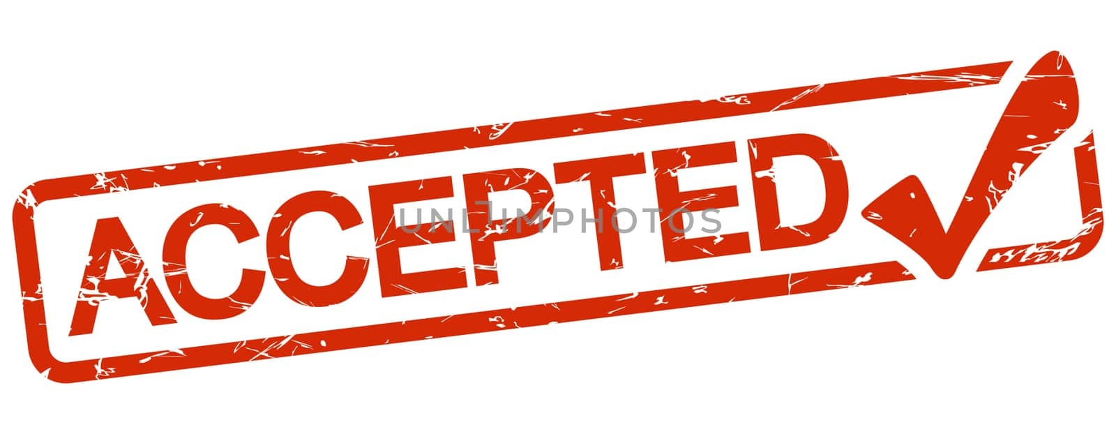 grunge stamp with frame colored red and text accepted