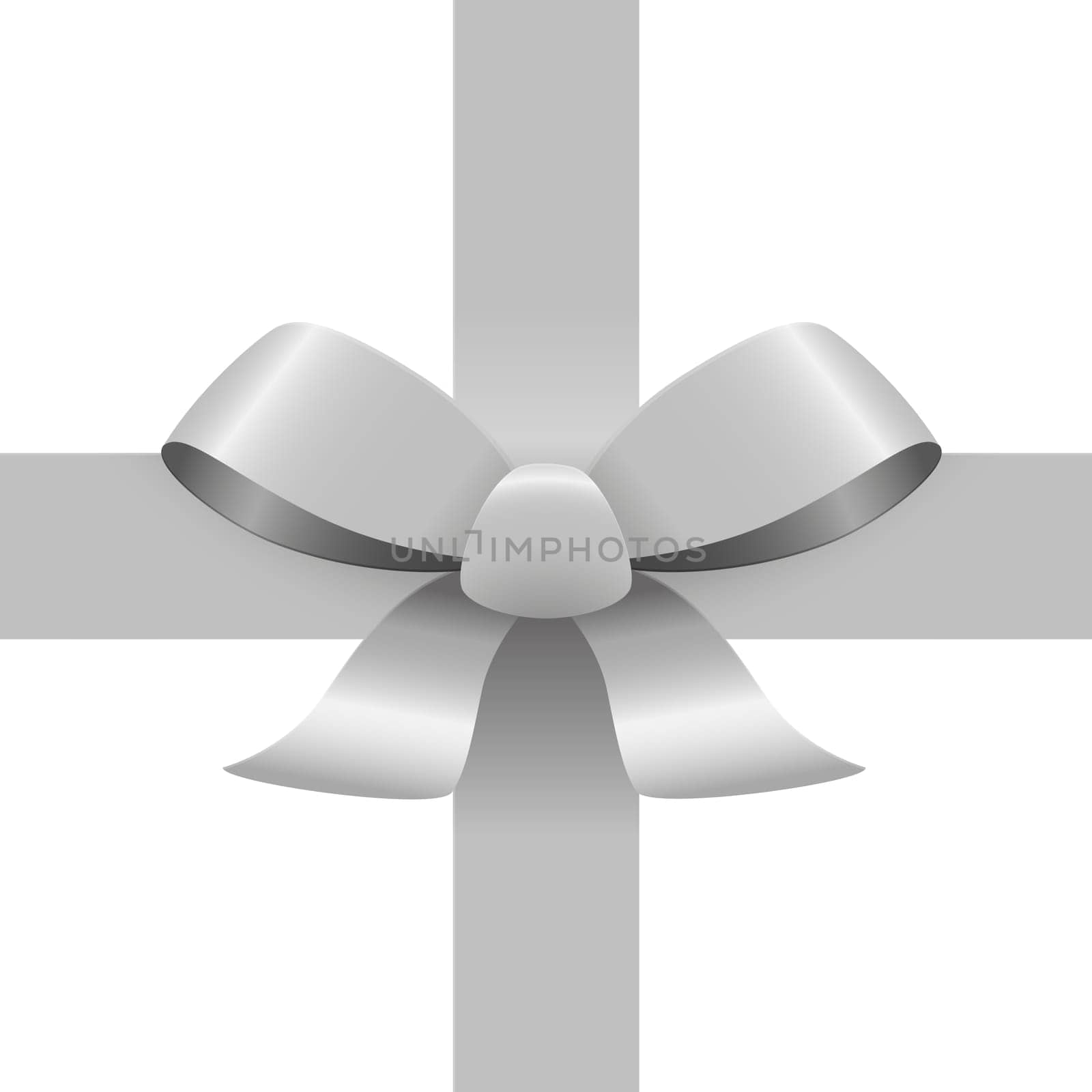 Bow with ribbons colored silver isolated on white background