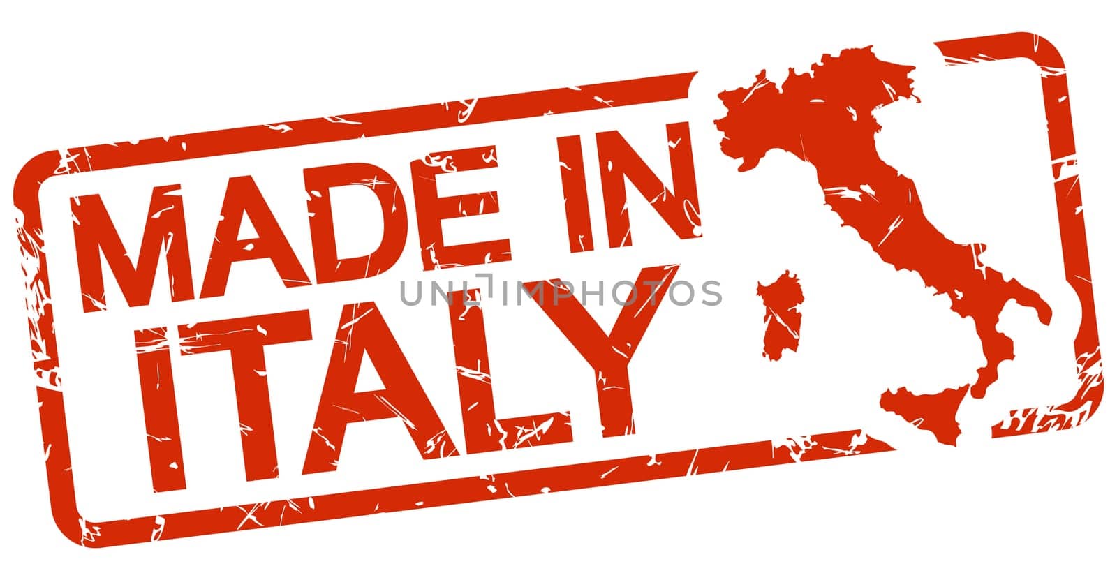 grunge stamp with frame colored red and text Made in Italy