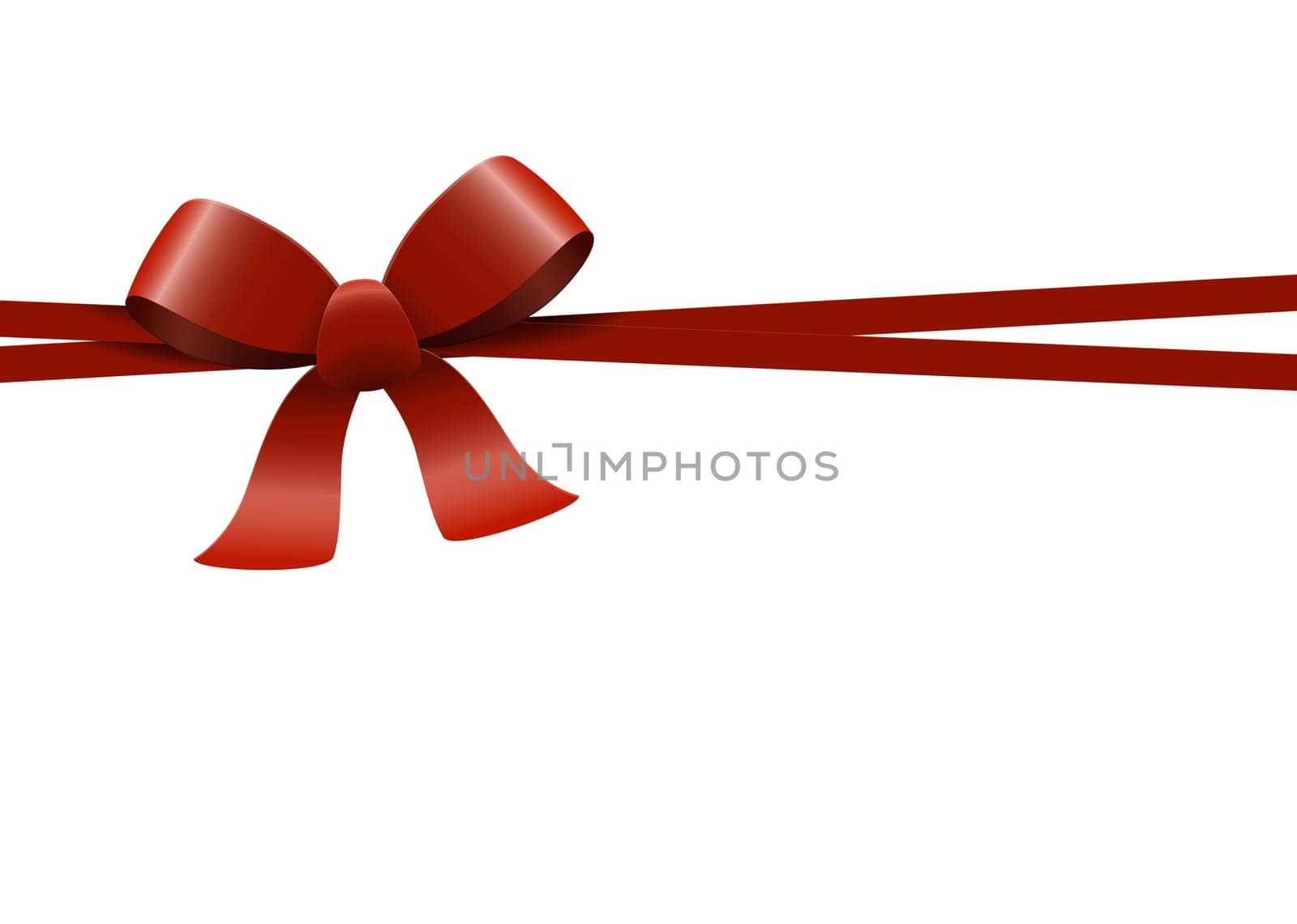 Bow with ribbons colored red isolated on white background