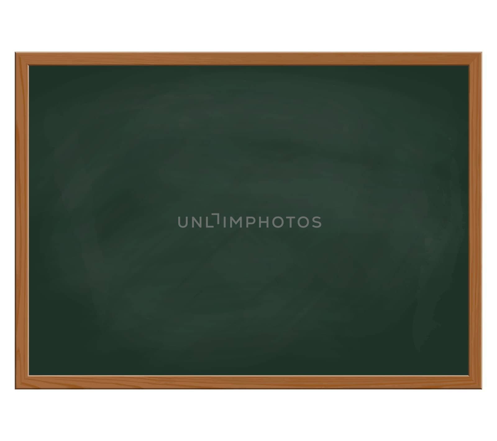 empty green chalk board with brown wooden frame