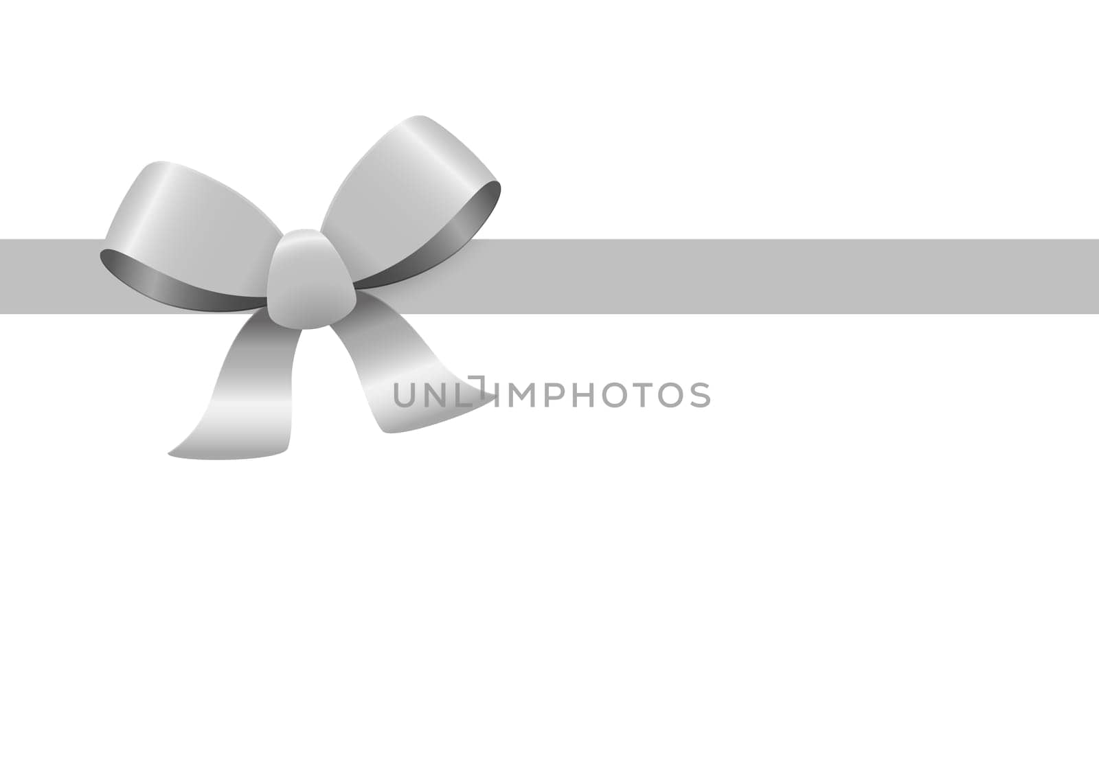 Bow with ribbons colored silver isolated on white background
