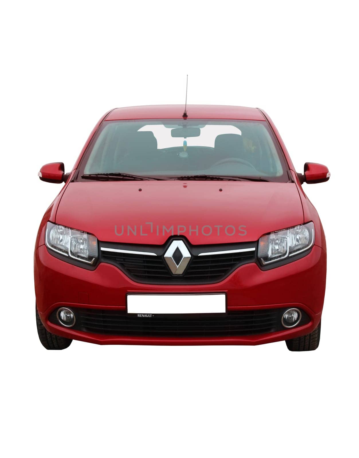 red Renault Sandero isolated on the white background