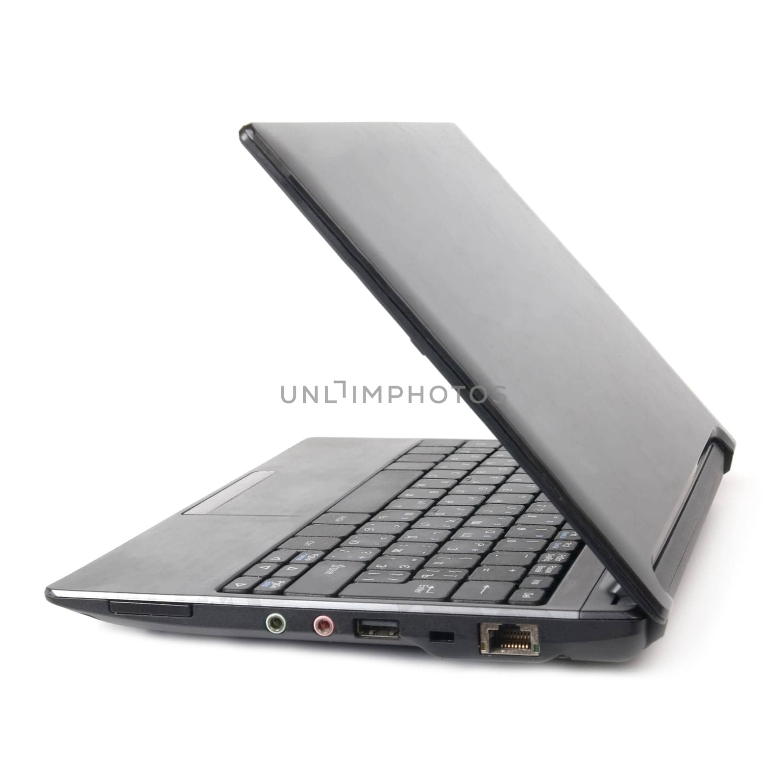 Laptop with empty screen isolated on white