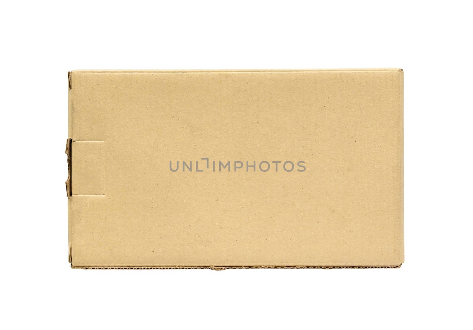 Closed brown corrugated cardboard box on a white background