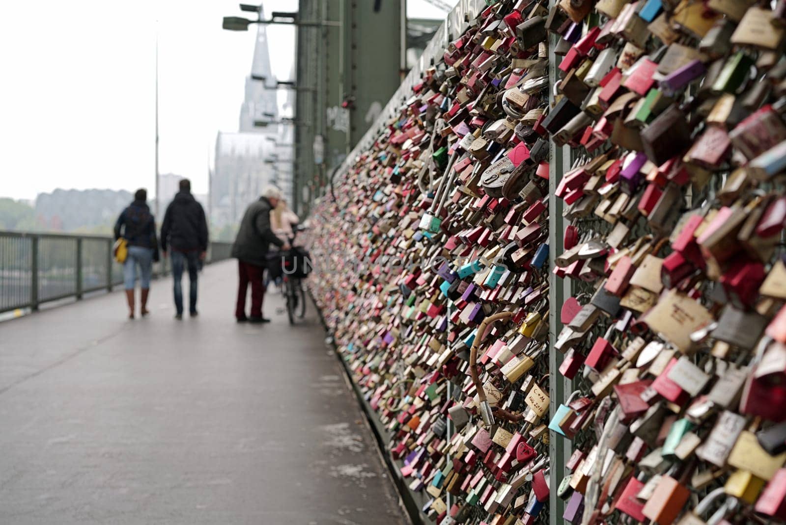Locks of couples in love at the Hohenzollern Bridge in Cologne