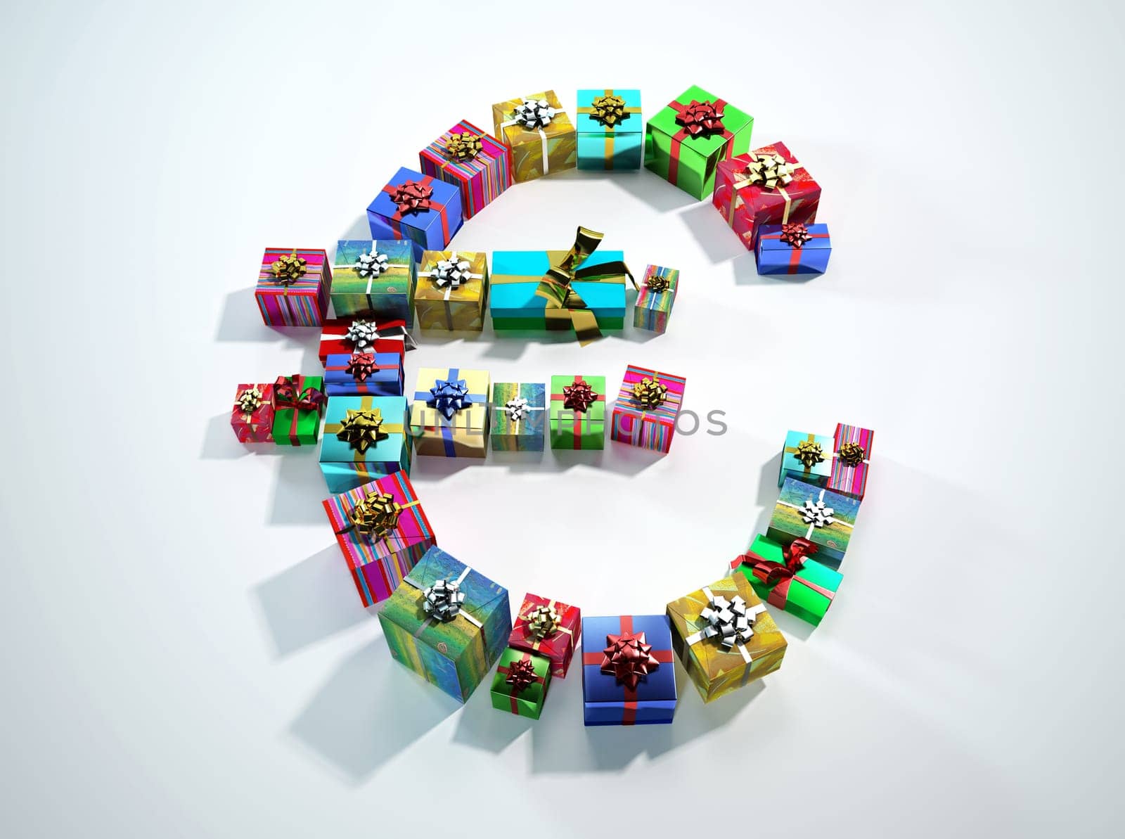 Euro sign, made of many gifts