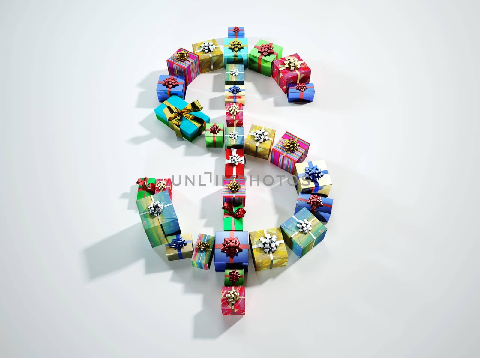 American dollar sign, made of many gifts.