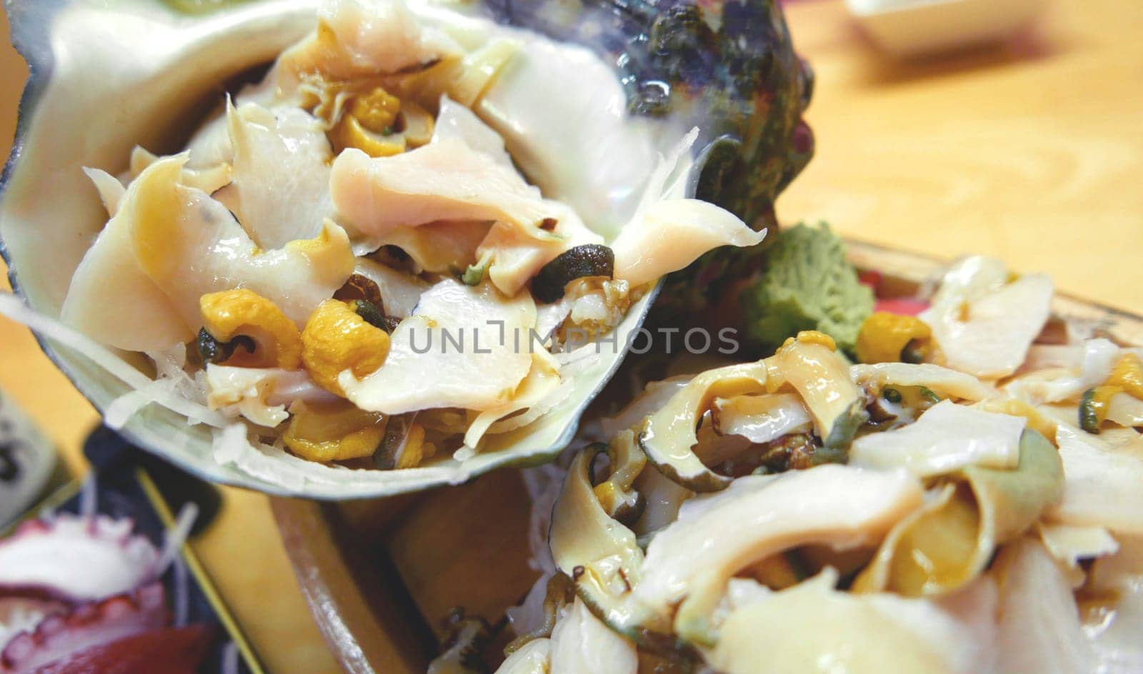 Japanese seafood turbo marmoratus in restaurant