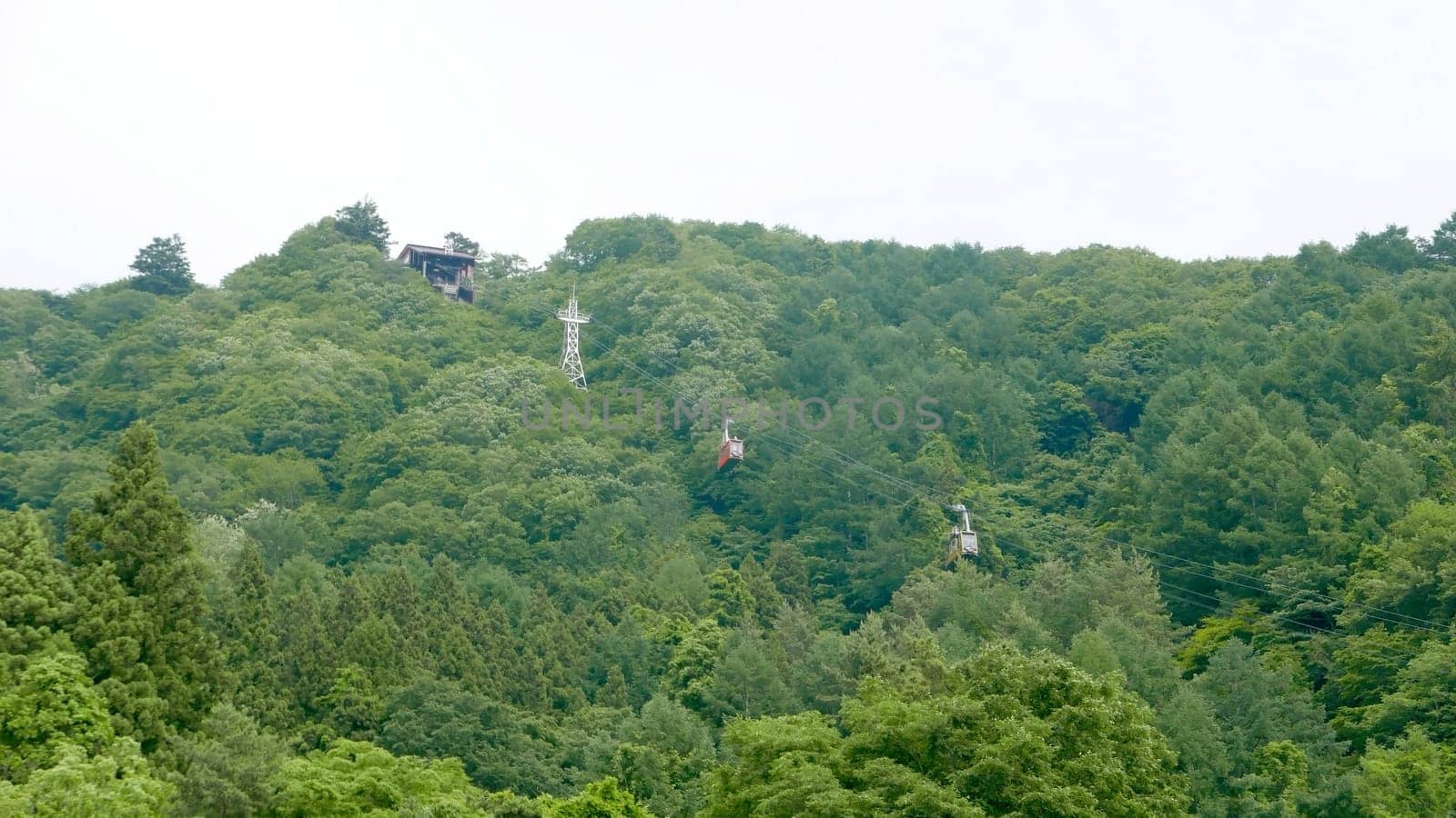 Cablecar station and cable cars in one of Japan mountains