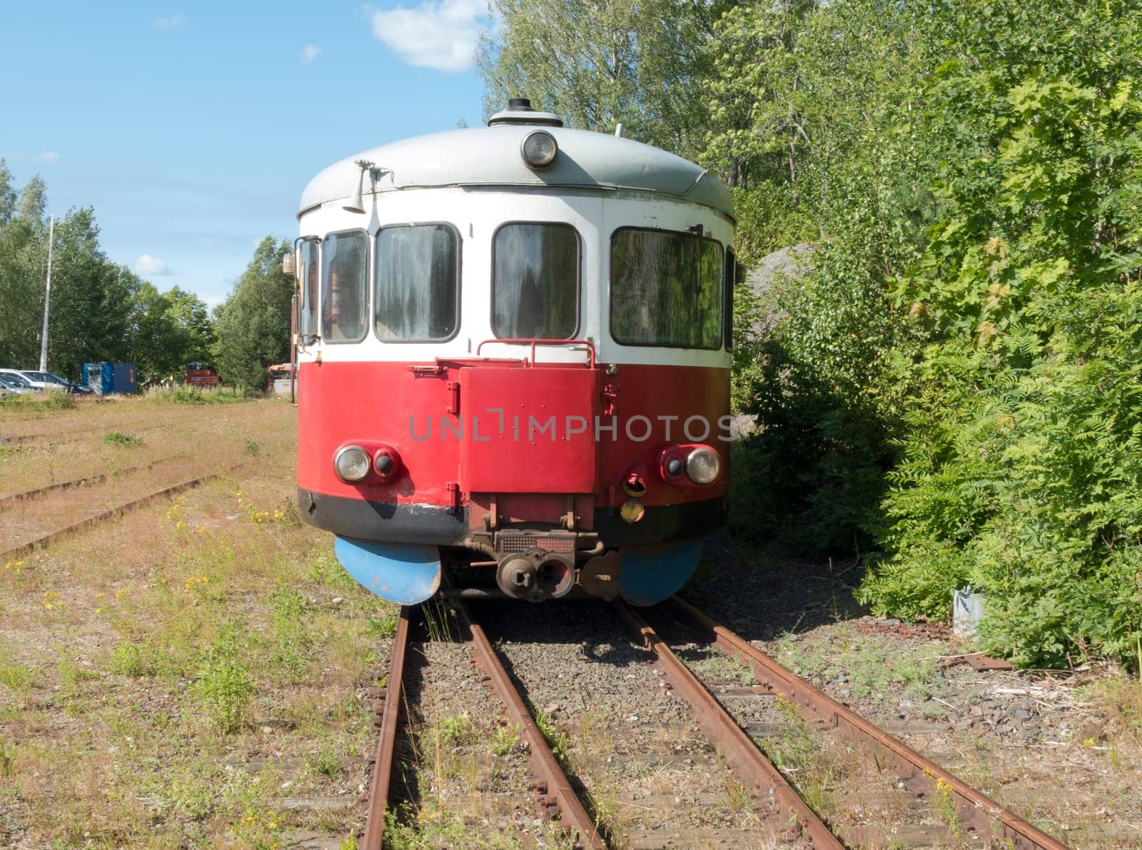 one old railbuss on the station wait for the passanger