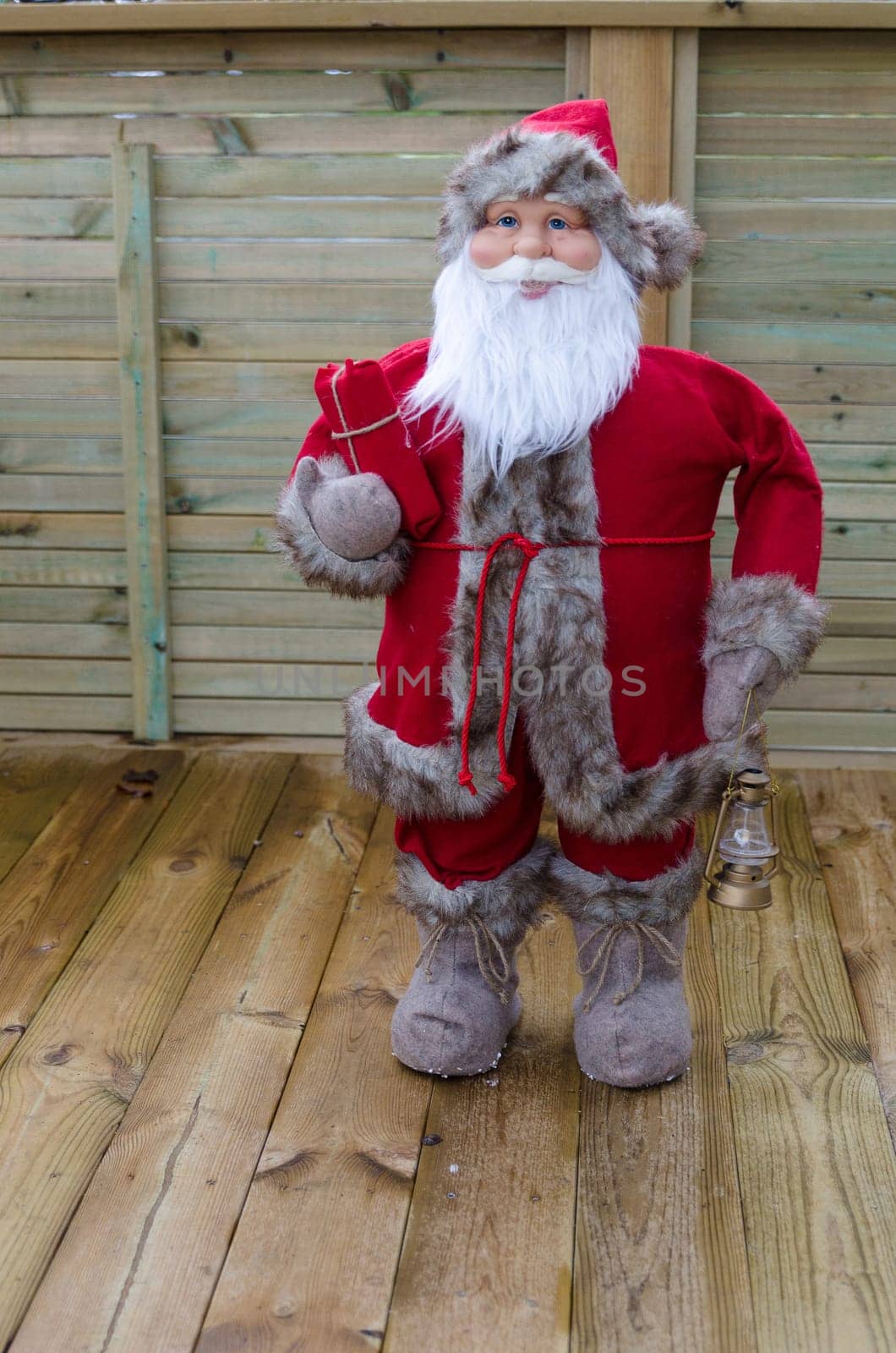 Santa claus is standing and waiting to go