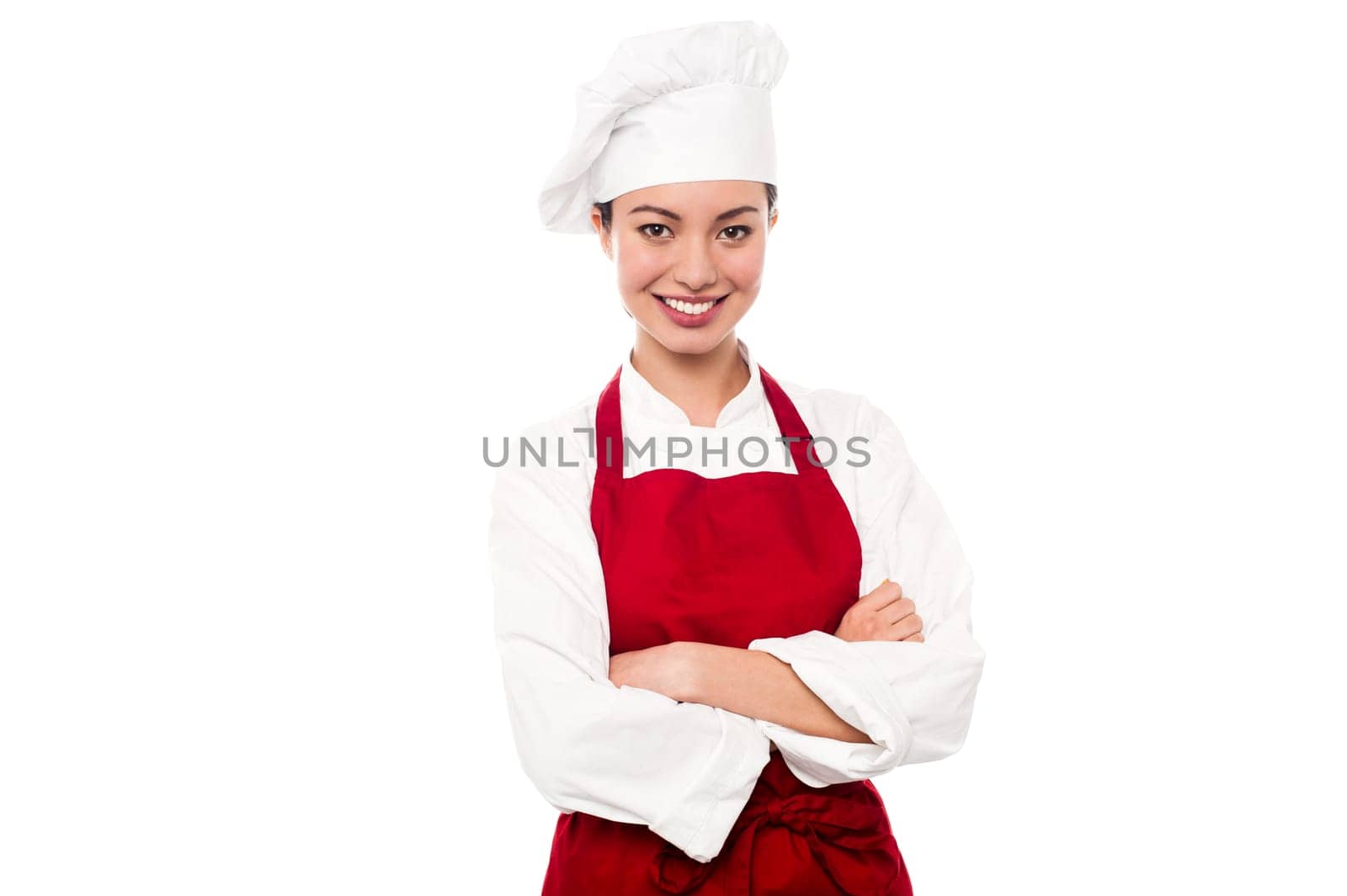 Female chef posing with arms crossed