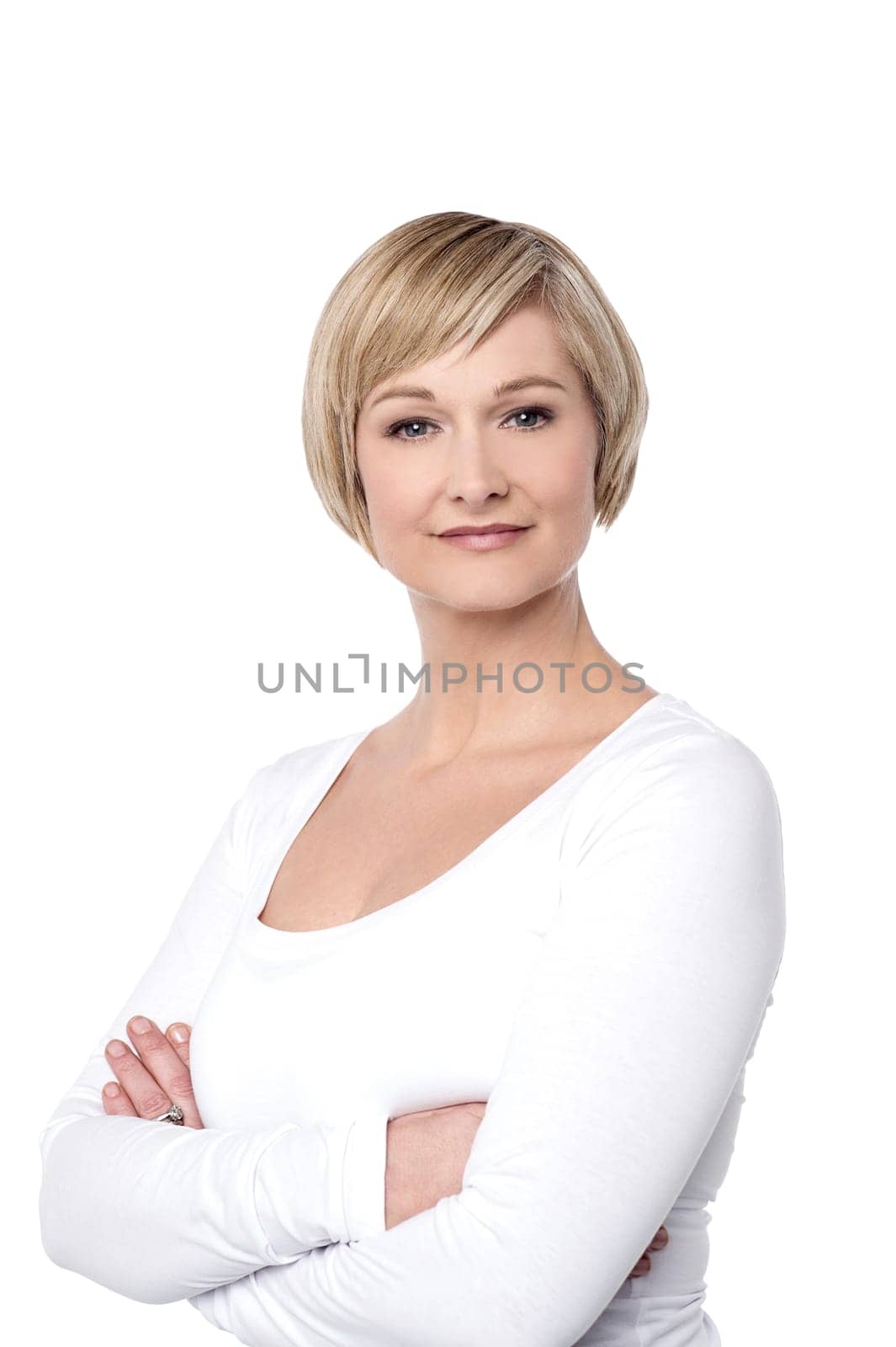 Confident beautiful woman isolated over white