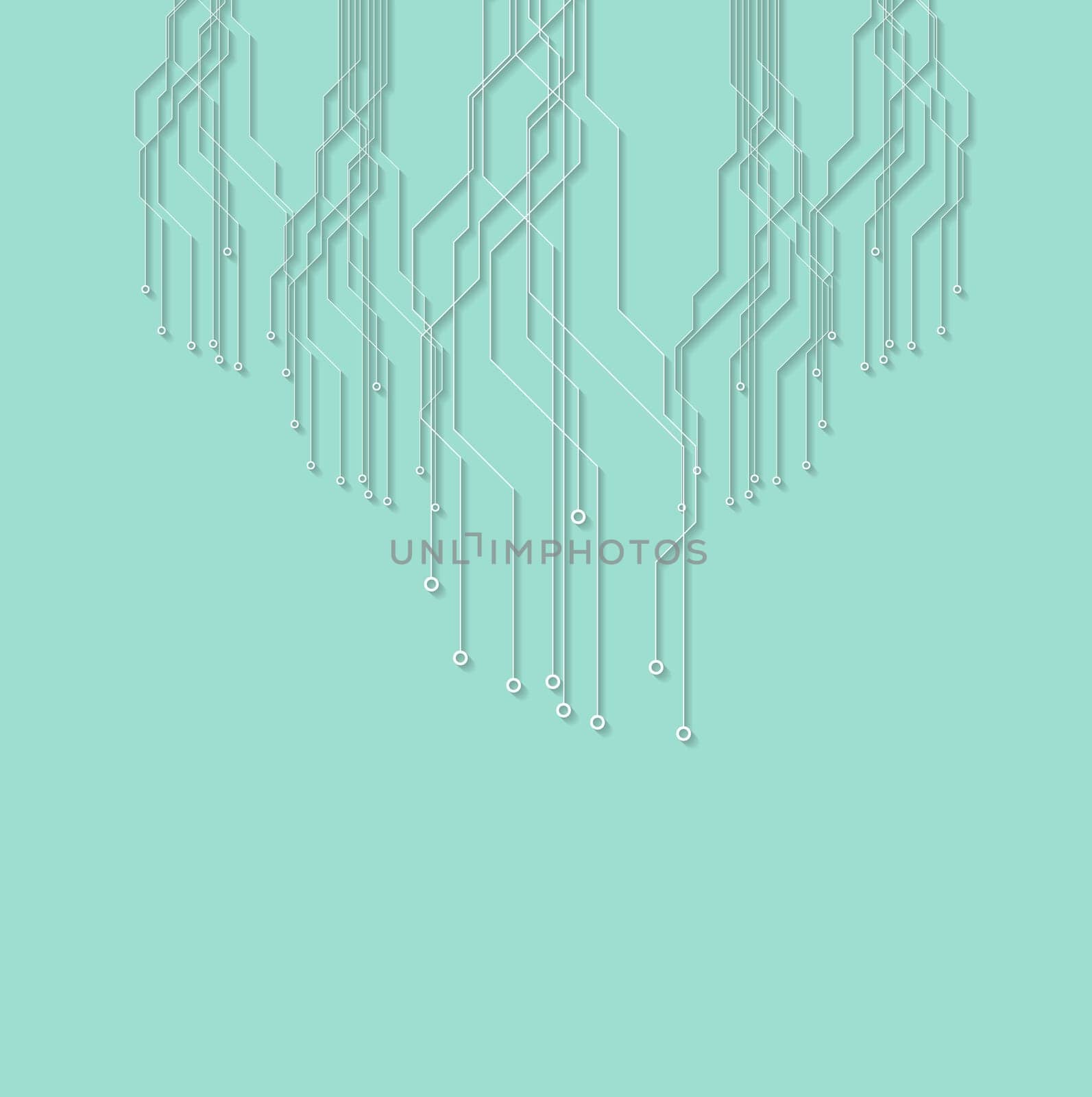 Flat minimal cyan circuit board tech background