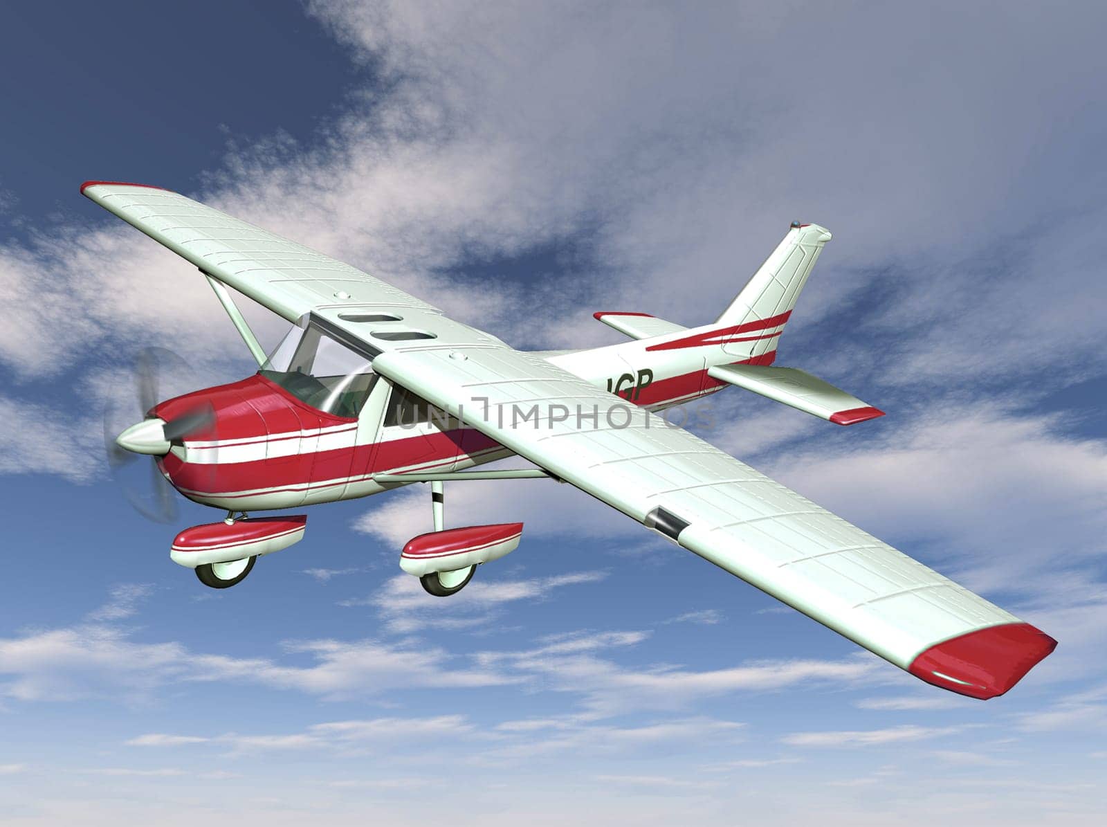 small airplane on sky background