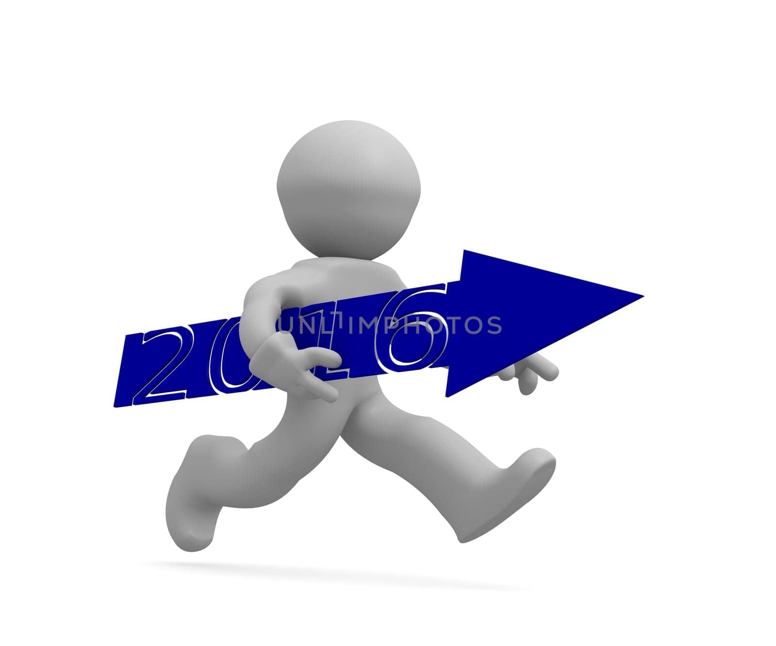 Upswing concept with a character holding a blue arrow of 2016
