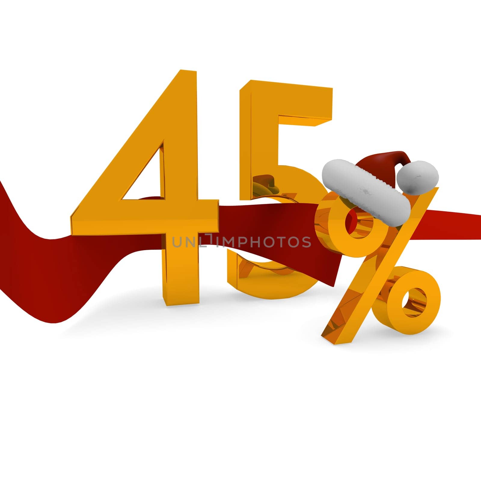 45 percent Christmas discount with a red ribbon