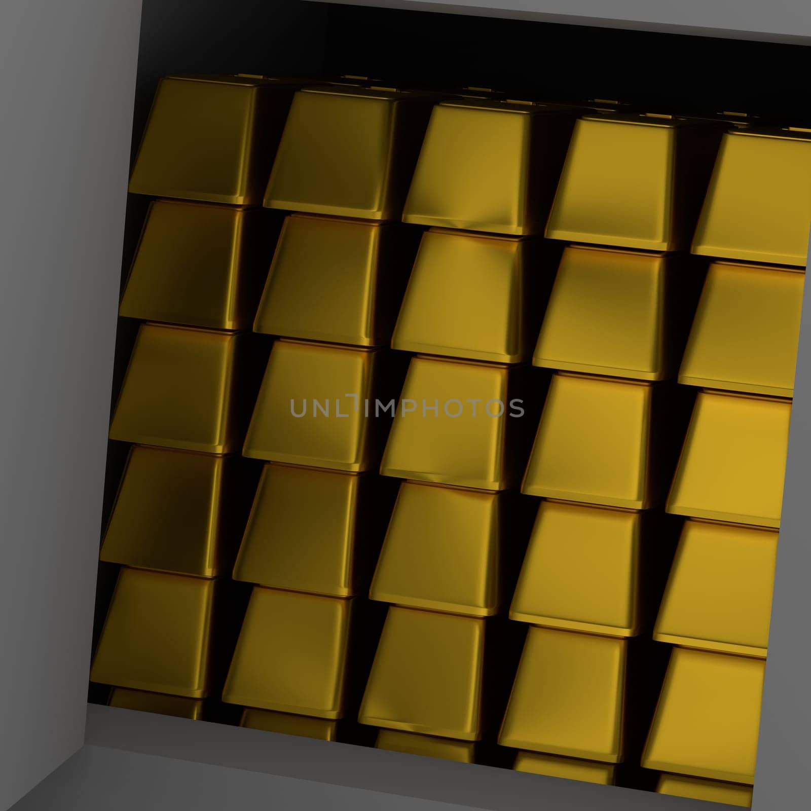 Close up of stacked gold bars