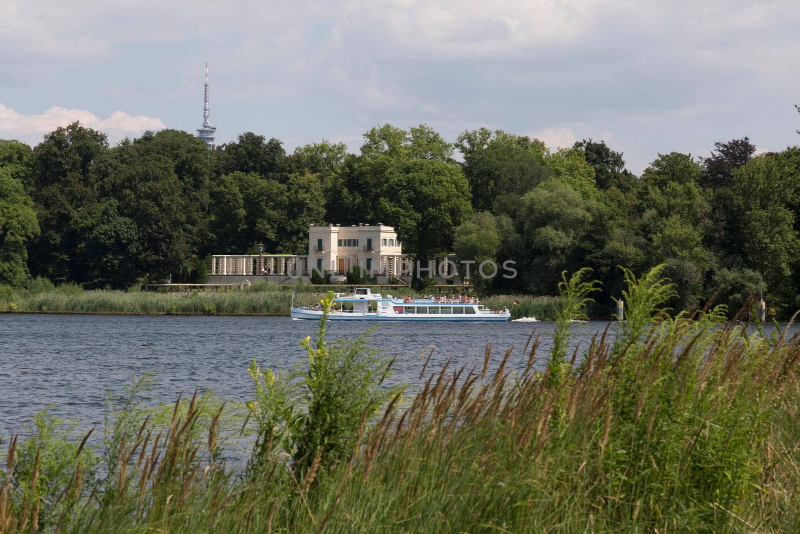 Passenger ship in front of the hunting lodge in Potsdam