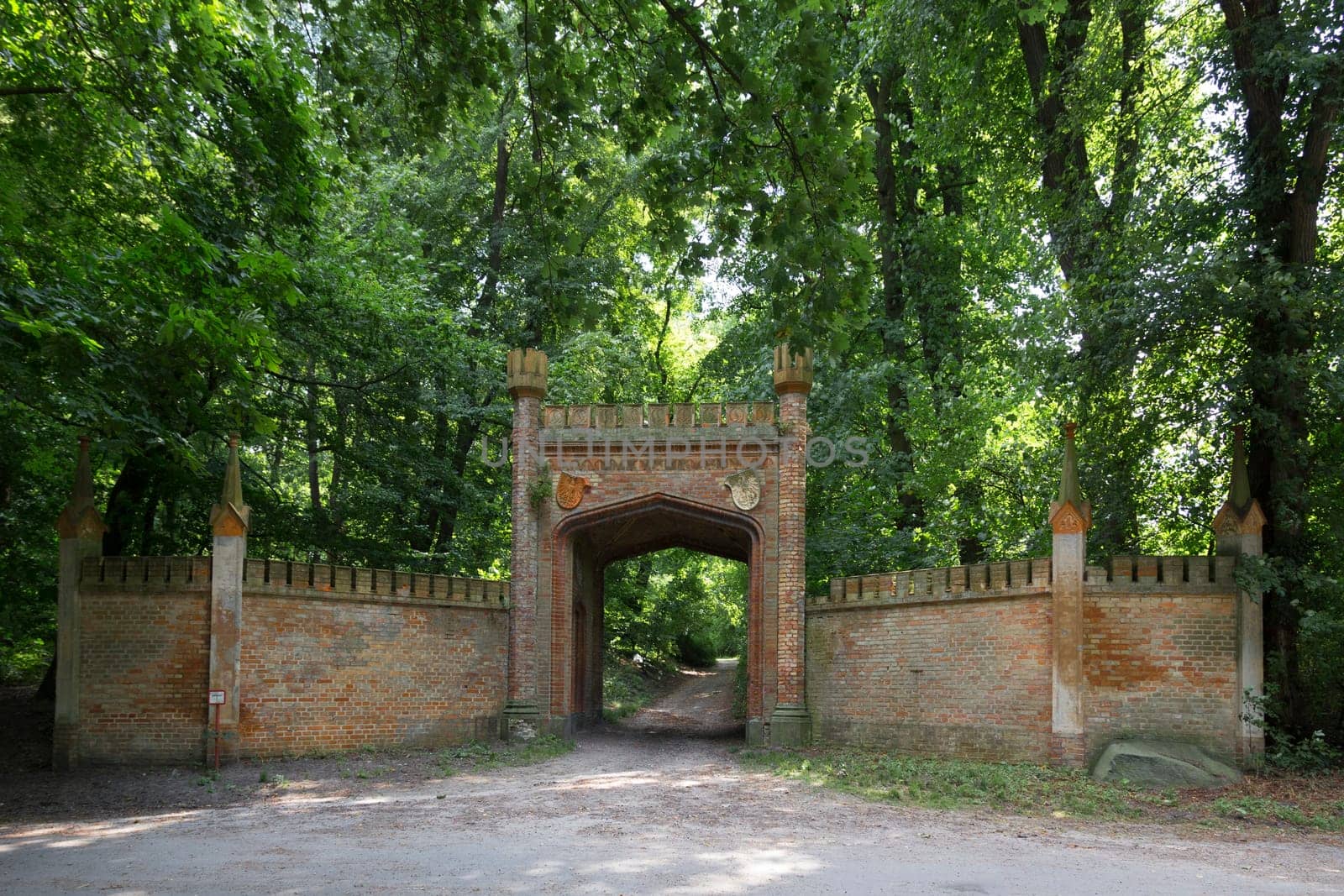 Entrance gate made of brick to the park in Berlin