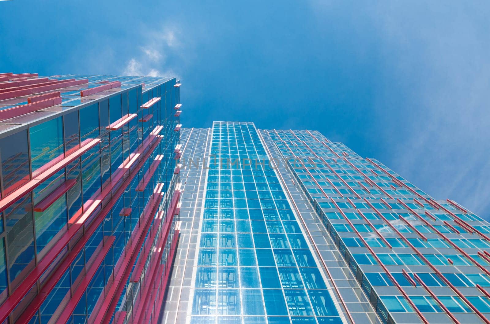 facade of a modern office building in Almere, netherlands. It is the youngest and fastest growing city in the country, founded around 1975.