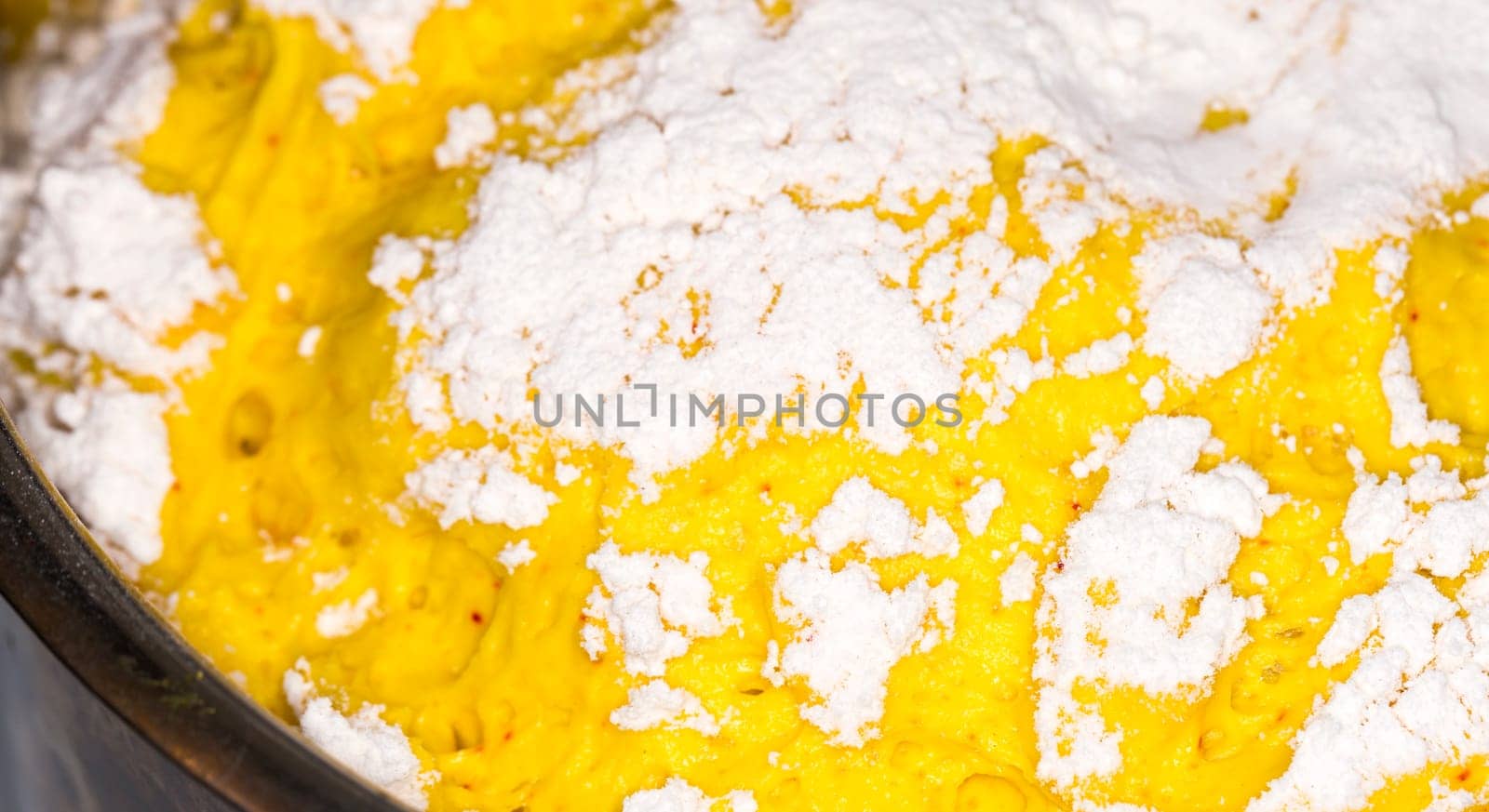 Saffron Bun Dough close up.