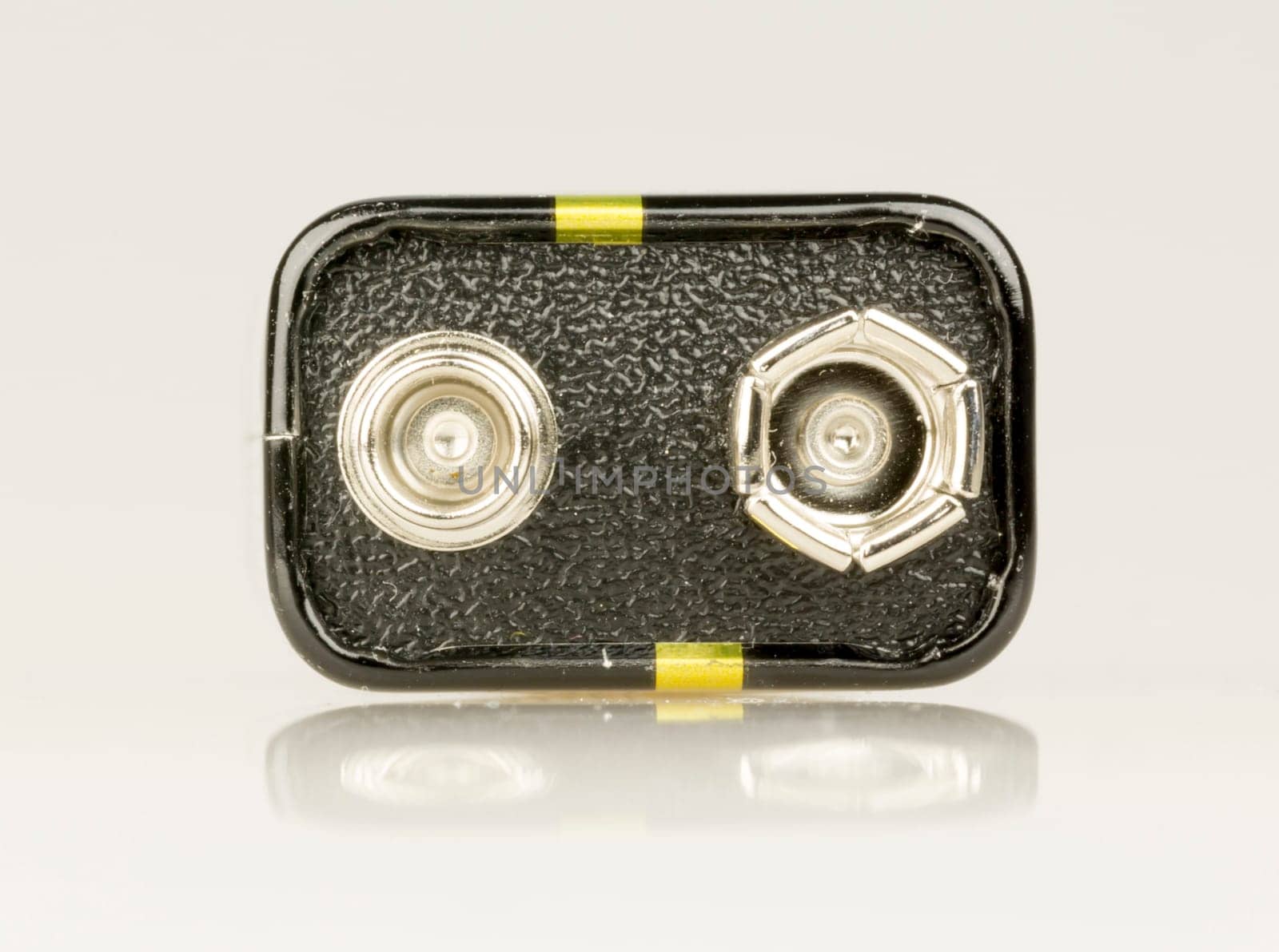 9 Volt Battery Close Up on white background.