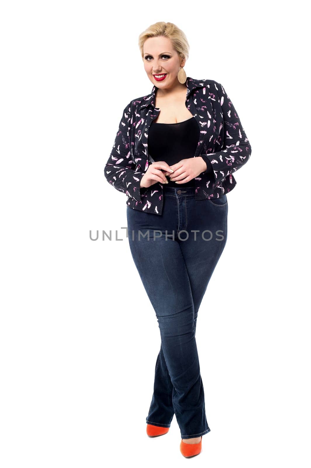Full length image of a pretty woman over white
