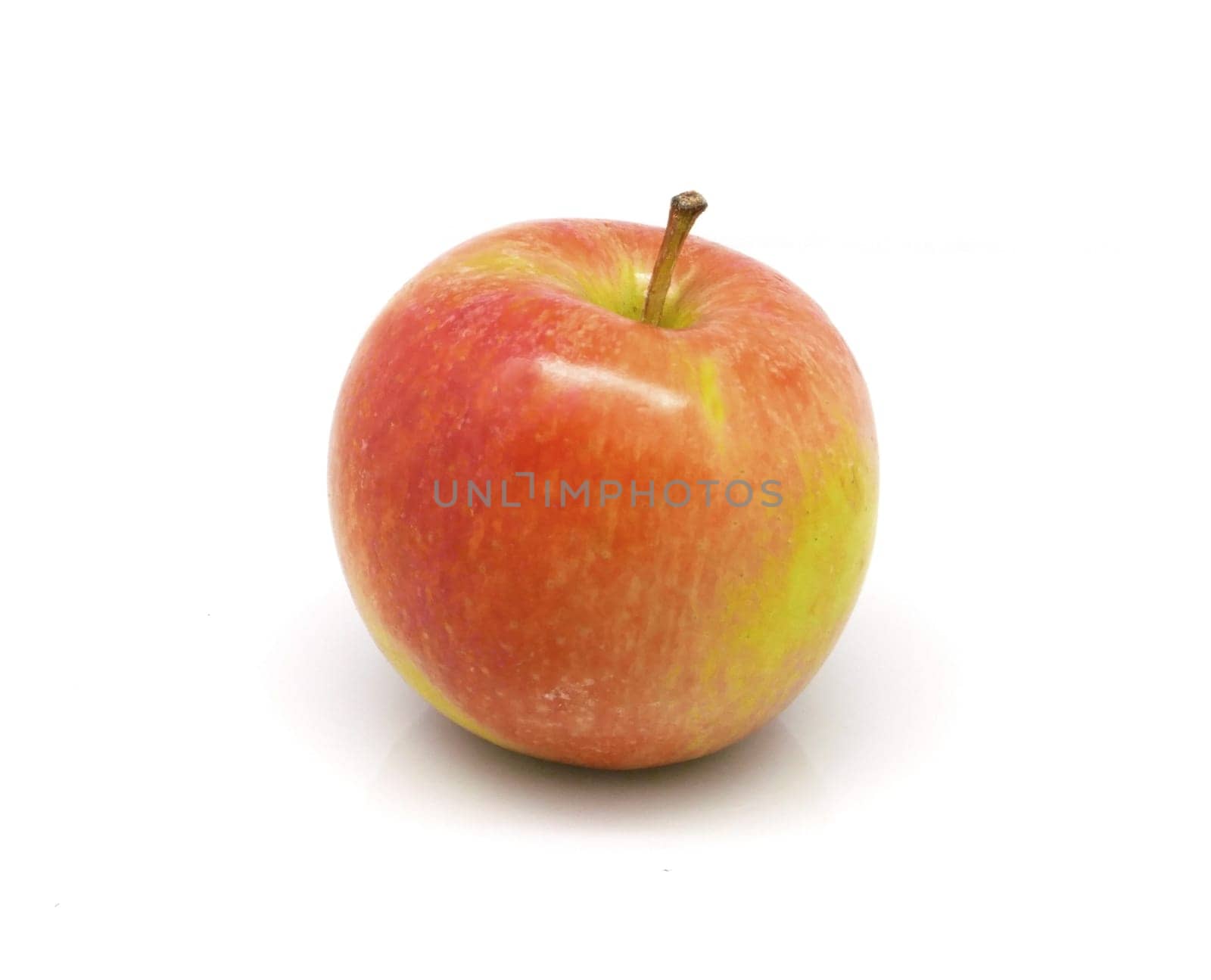 One red apple on white background